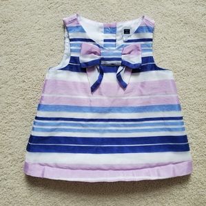 Janie and Jack Baby Girls' Purple and Blue Striped Bow Top sz12-18m